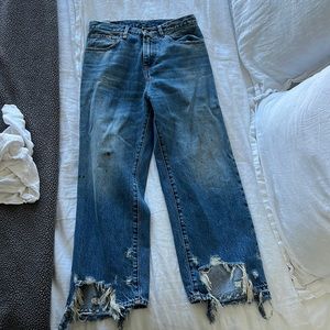 R13 straight leg cropped high waisted jean